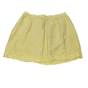 Merona Geometric Linen Elastic Waist Mini Skirt Women's Size S Green White